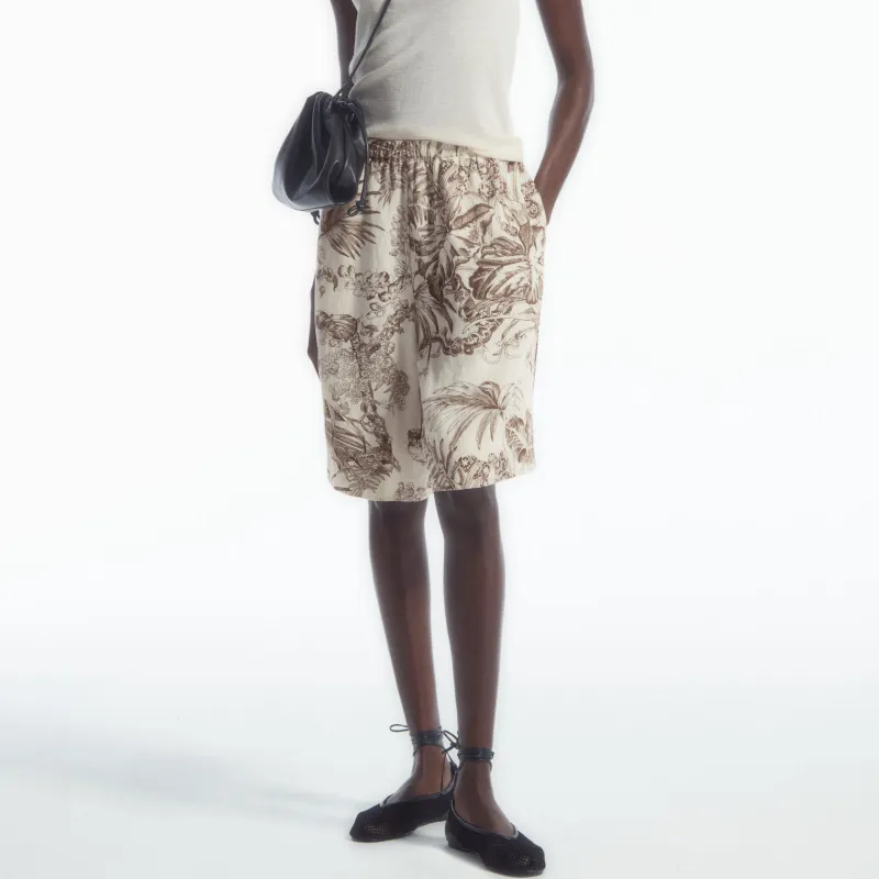 COS Casual Shorts Women's White/Print-2