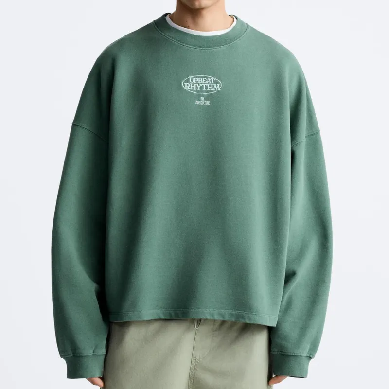 ZARA Sweatshirt Men's Washed Green-3