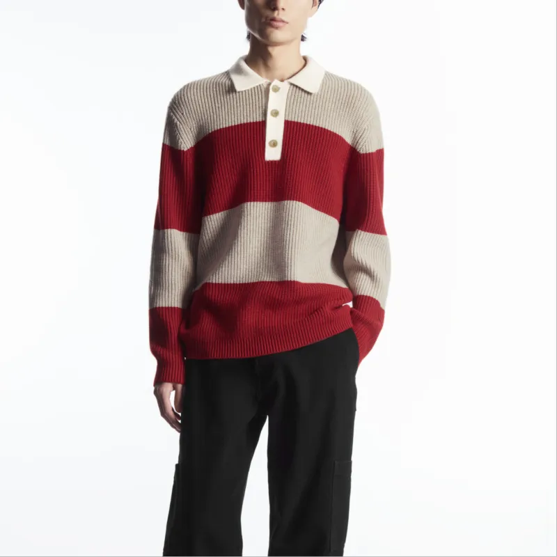 COS Knitwear Men's Beige/Red Stripes-1