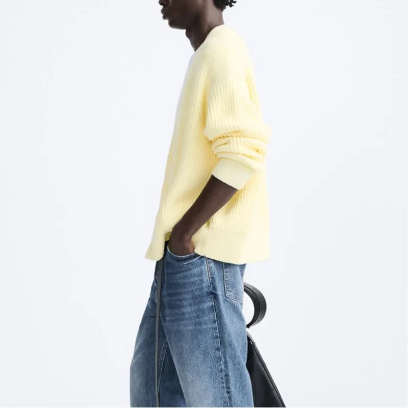 ZARA Knitwear Men Yellow-4