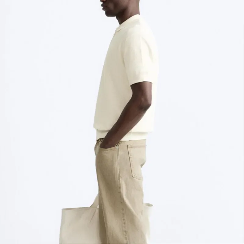 ZARA Polo Shirts Men White-4