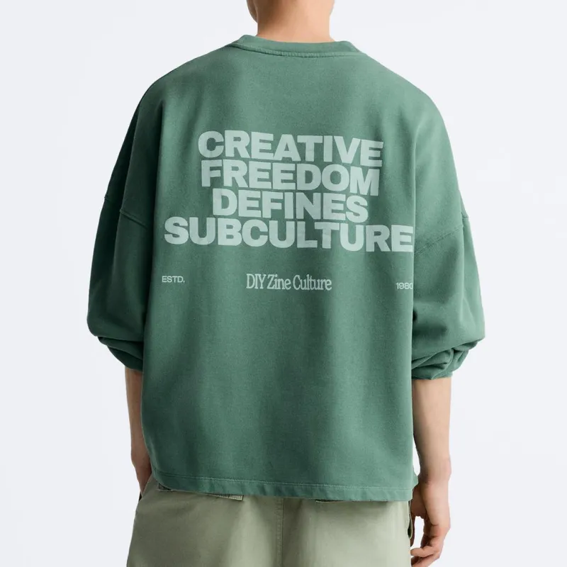 ZARA Sweatshirt Men's Washed Green-4