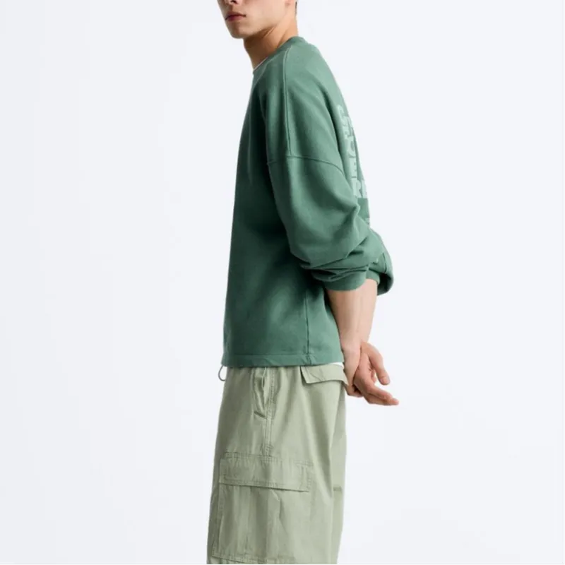ZARA Sweatshirt Men's Washed Green-2