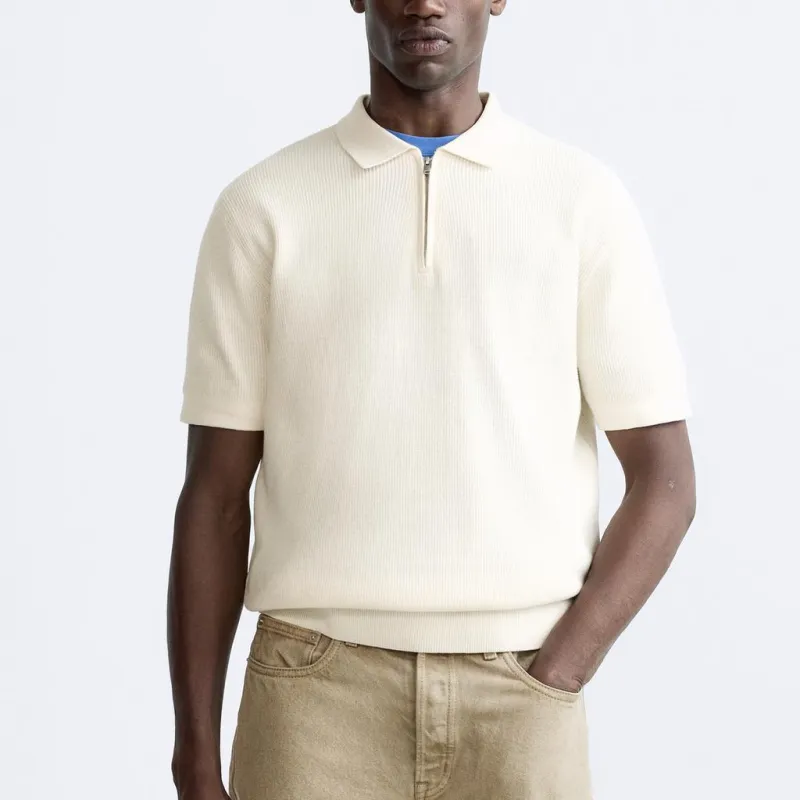 ZARA Polo Shirts Men White-3