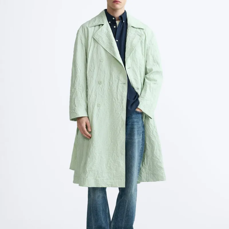 ZARA Trench Coat Men's Lake Green-3