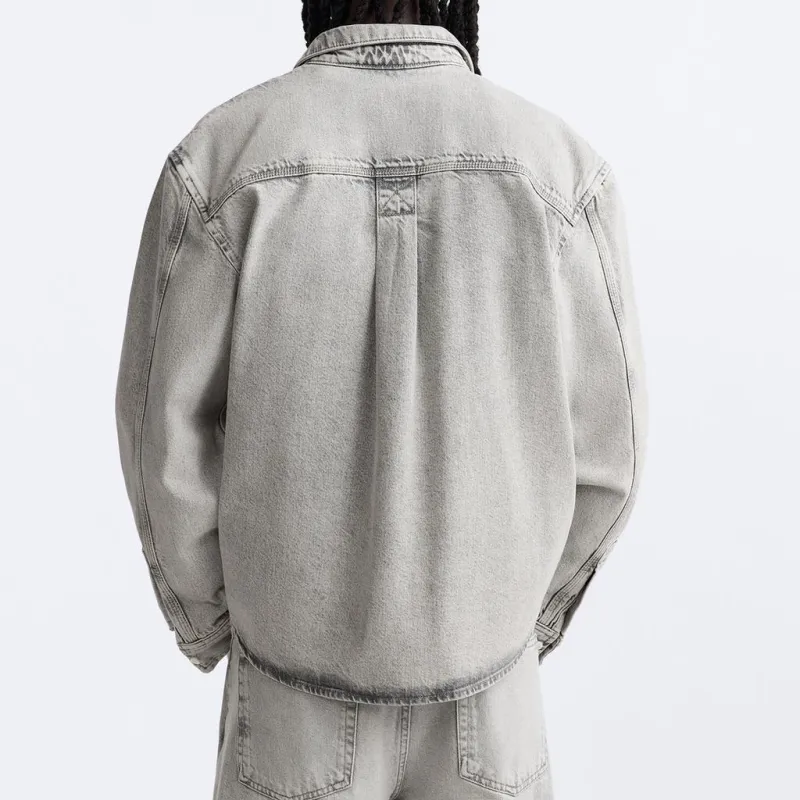 ZARA Denim Jacket Men's Light Gray-3