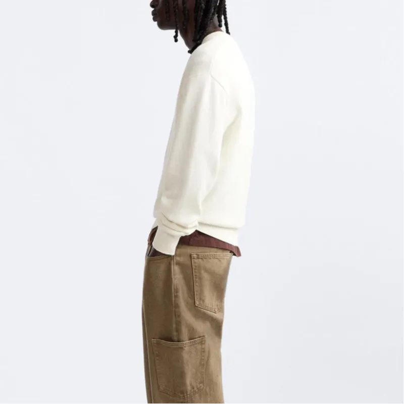 ZARA Sweaters Men White-4