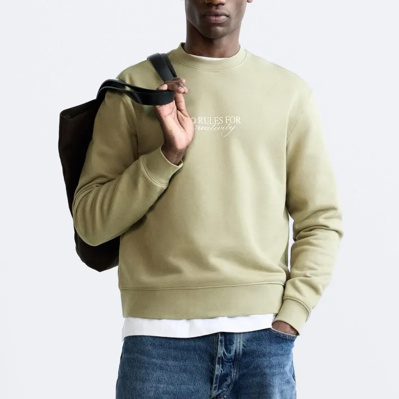 ZARA Sweatshirt Men's Beige/Green-2