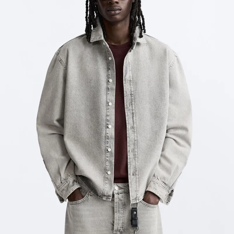ZARA Denim Jacket Men's Light Gray-2