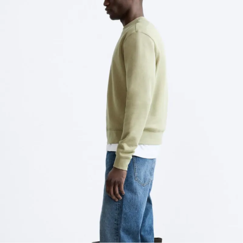 ZARA Sweatshirt Men's Beige/Green-4