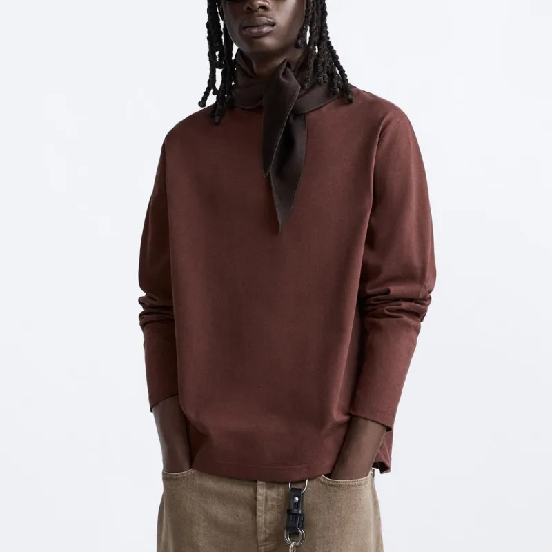 ZARA T-Shirt Men's Deep Eggplant Purple-2