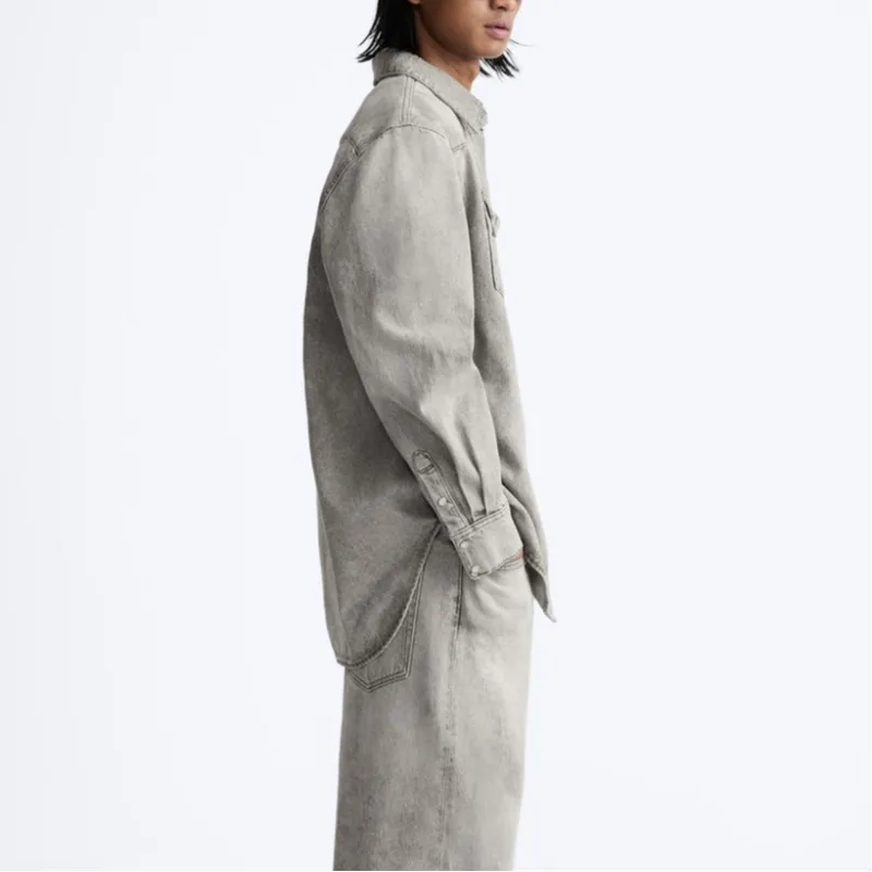 ZARA Denim Jackets Men Gray-4