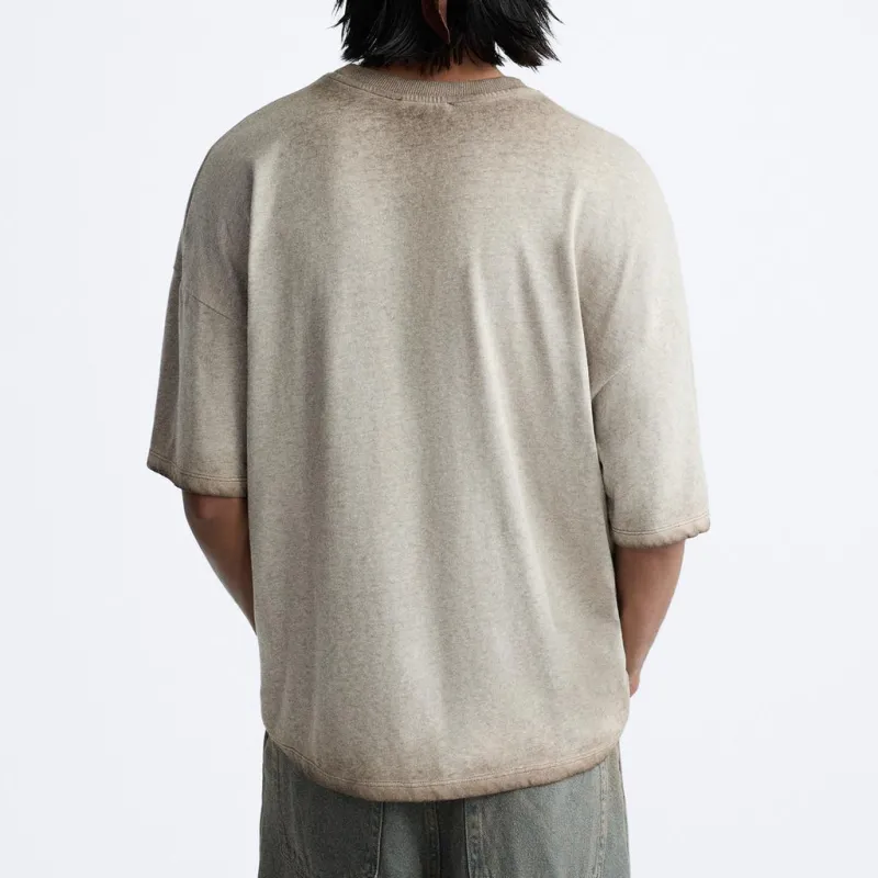 ZARA T-Shirts Men Light Brown-3