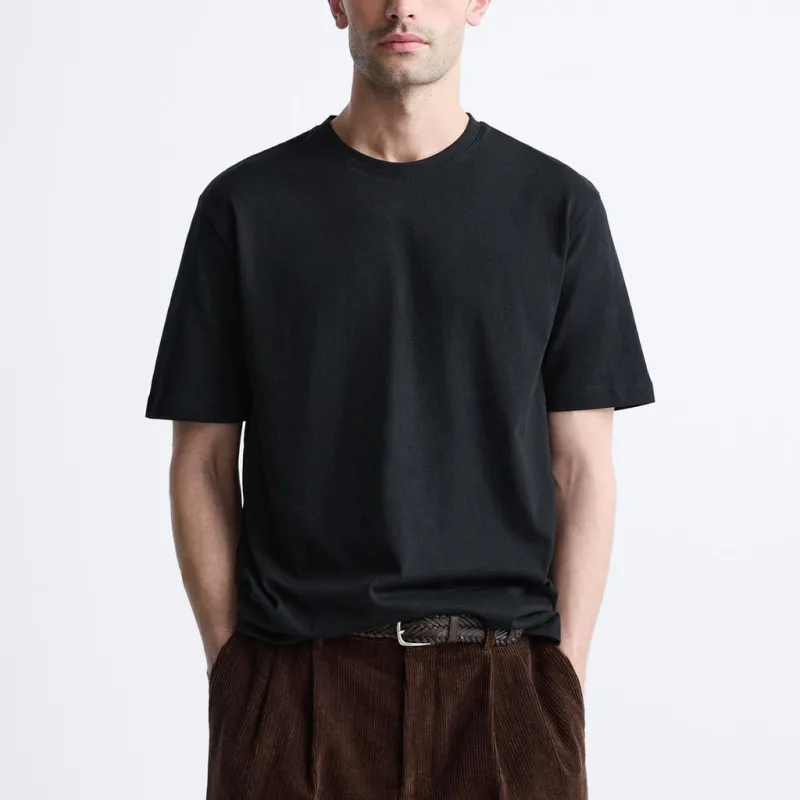 ZARA T Shirts Men Black-3