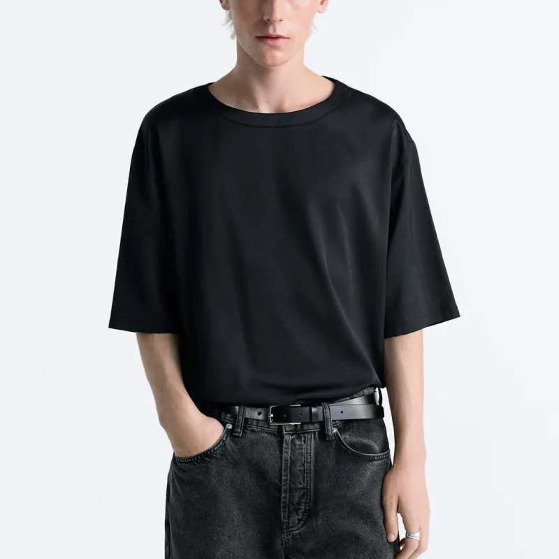 ZARA T Shirts Men Black-2