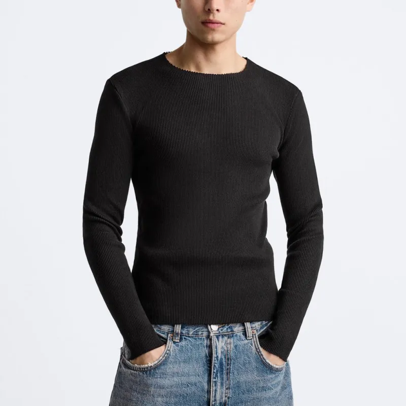 ZARA T-Shirts Men Black-2