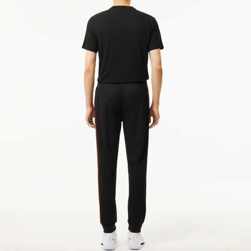 LACOSTE Knitted Sports Pants Men's Black/Bordeaux Red-2