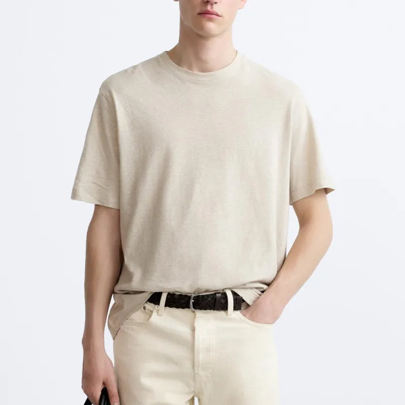 ZARA T Shirts Men Beige-2
