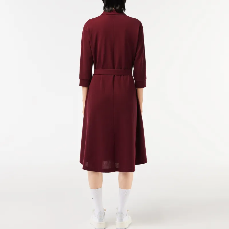 LACOSTE Logo-embroidered Midi Shirt Dress-1