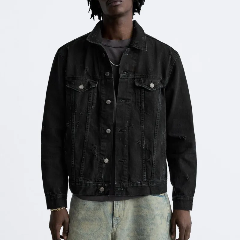 ZARA Denim Jackets Men Black-2