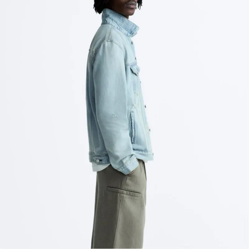 ZARA Denim Jacket Men's Light Blue-4