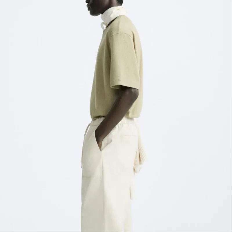ZARA T-Shirts Men Sage Green-4