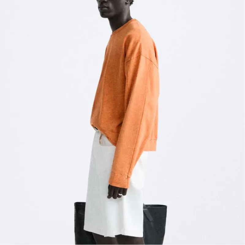 ZARA Sweatshirt Men's Light Orange Color-4