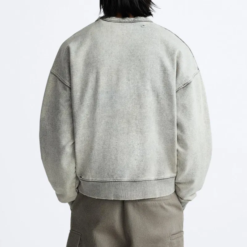 ZARA Sweatshirts Men Gray-3