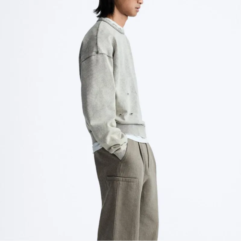 ZARA Sweatshirts Men Gray-4