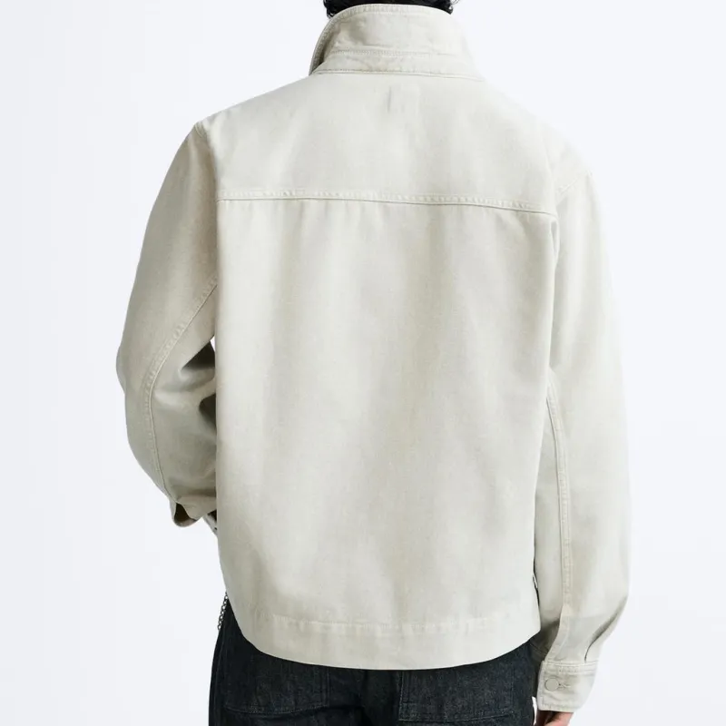 ZARA Denim Jackets Men Beige-3