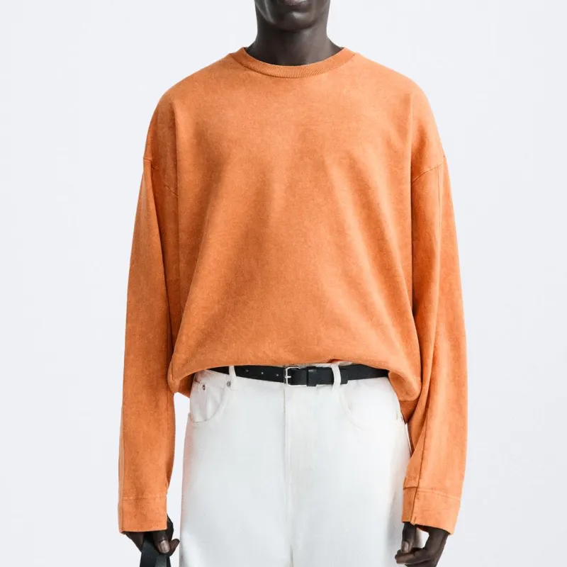 ZARA Sweatshirt Men's Light Orange Color-2