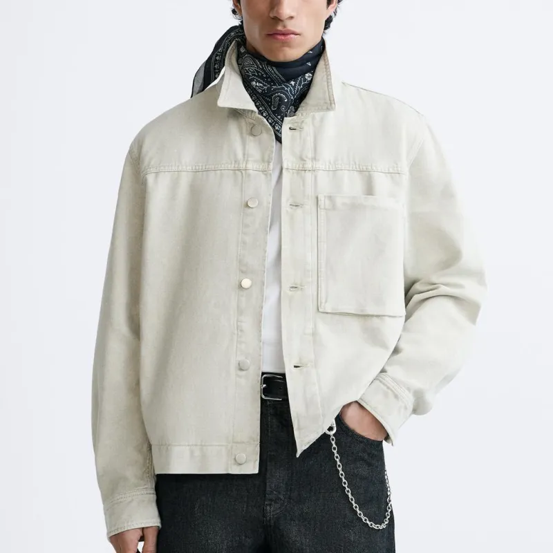 ZARA Denim Jackets Men Beige-2