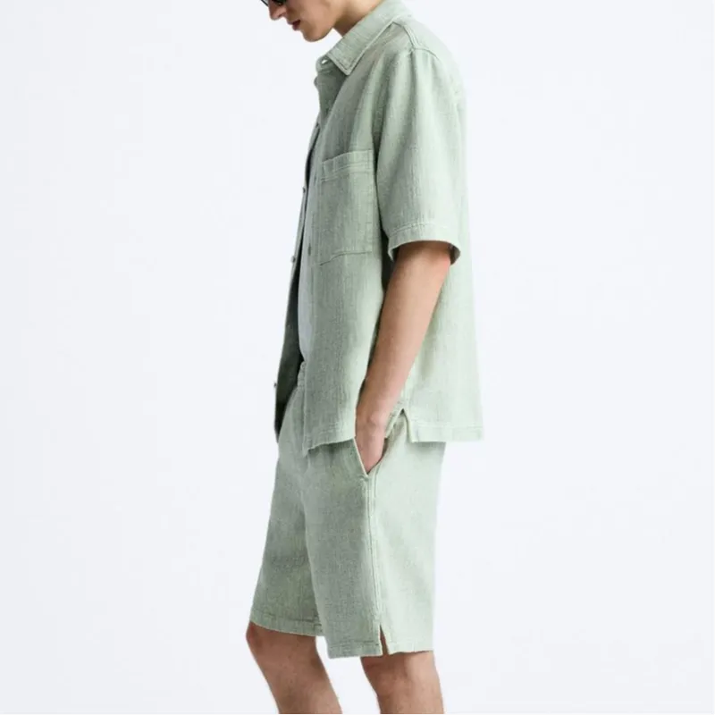 ZARA Shirts Men Light Green-3