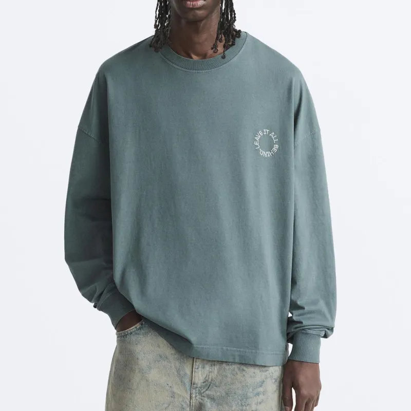 ZARA T-Shirts Men Blue Gray-2