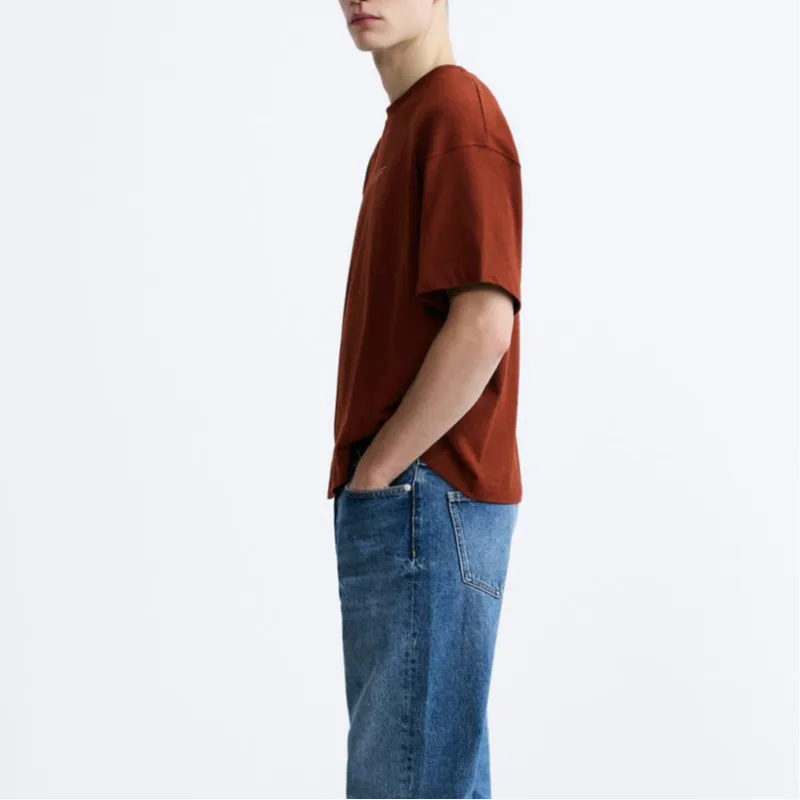 ZARA T-Shirts Men Dark Orange-4