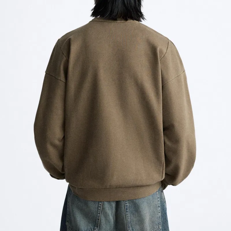 ZARA Sweatshirts Men Brown-3