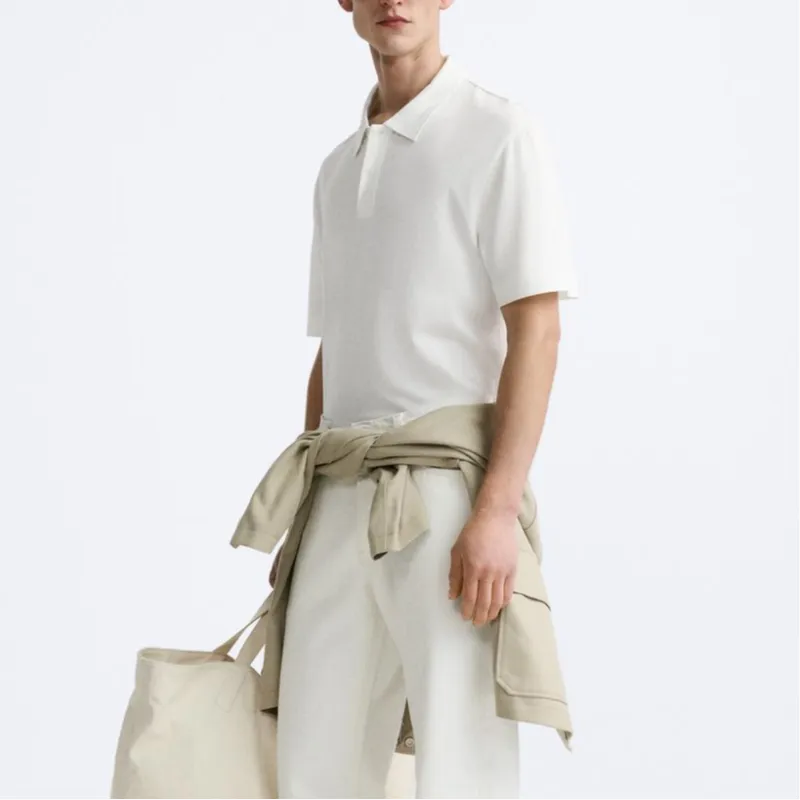 ZARA Polo Shirt Men's Frosted White-3