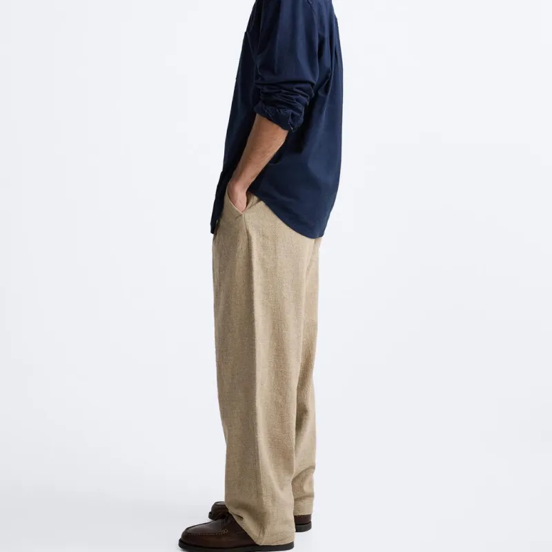ZARA Casual Pants Men Yellow-4