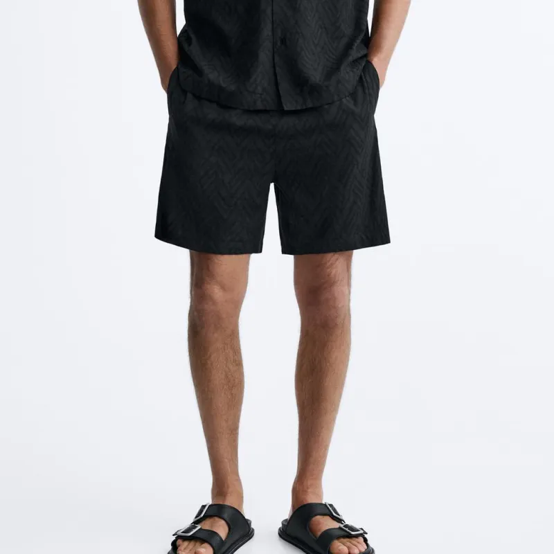 ZARA Casual Shorts Men Black-2