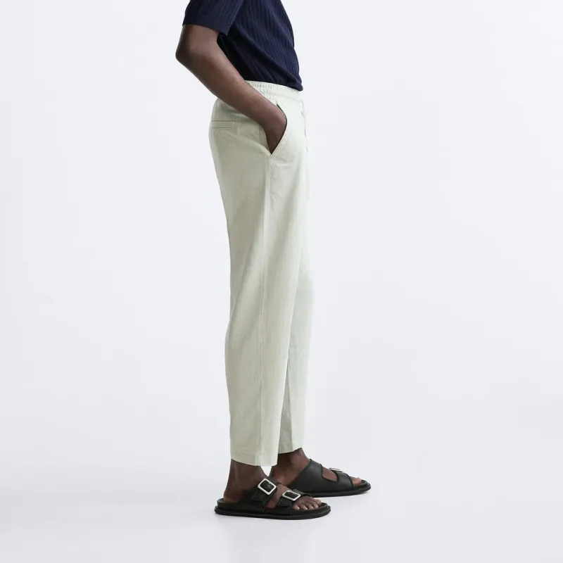ZARA Casual Pants Men's Light Green-4