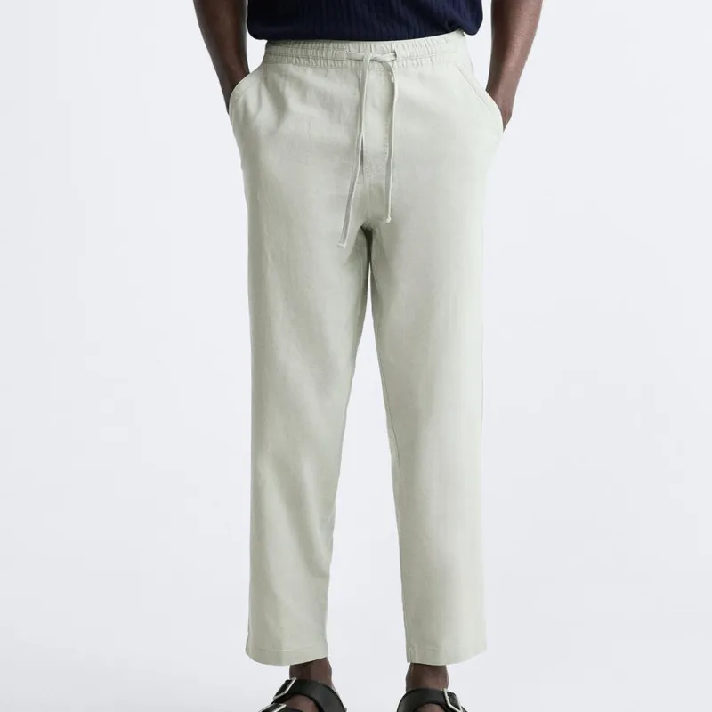 ZARA Casual Pants Men's Light Green-2