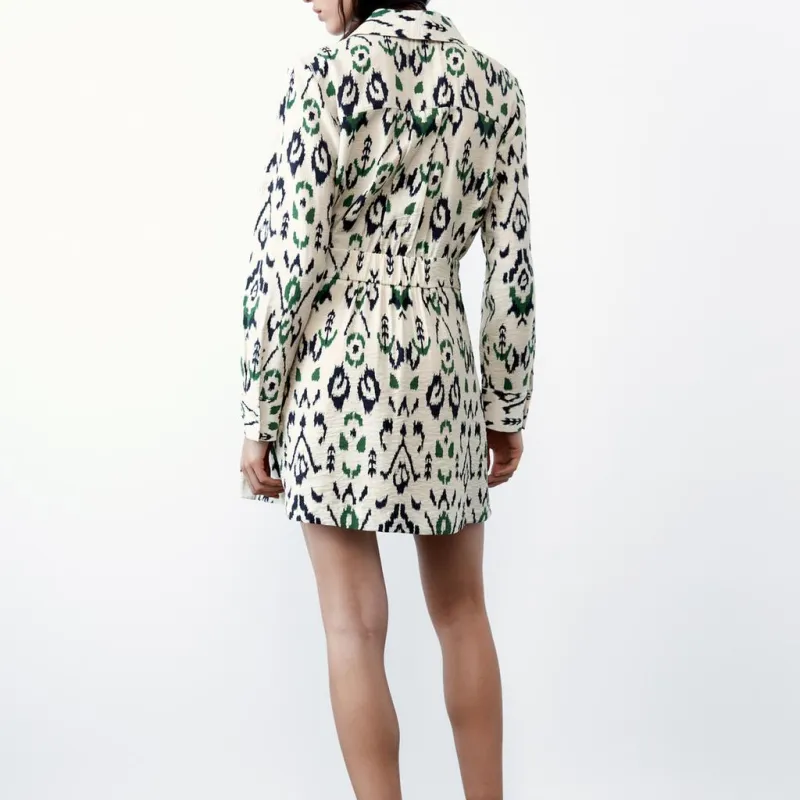 ZARA Long-Sleeved Dresses Women's Green-3