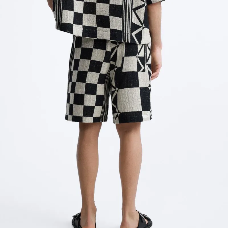 ZARA Casual Shorts Men's Black/White-4