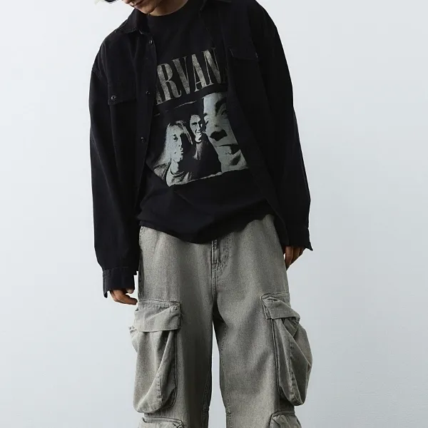 H&M T Shirt Men's Black/Nirvana-1
