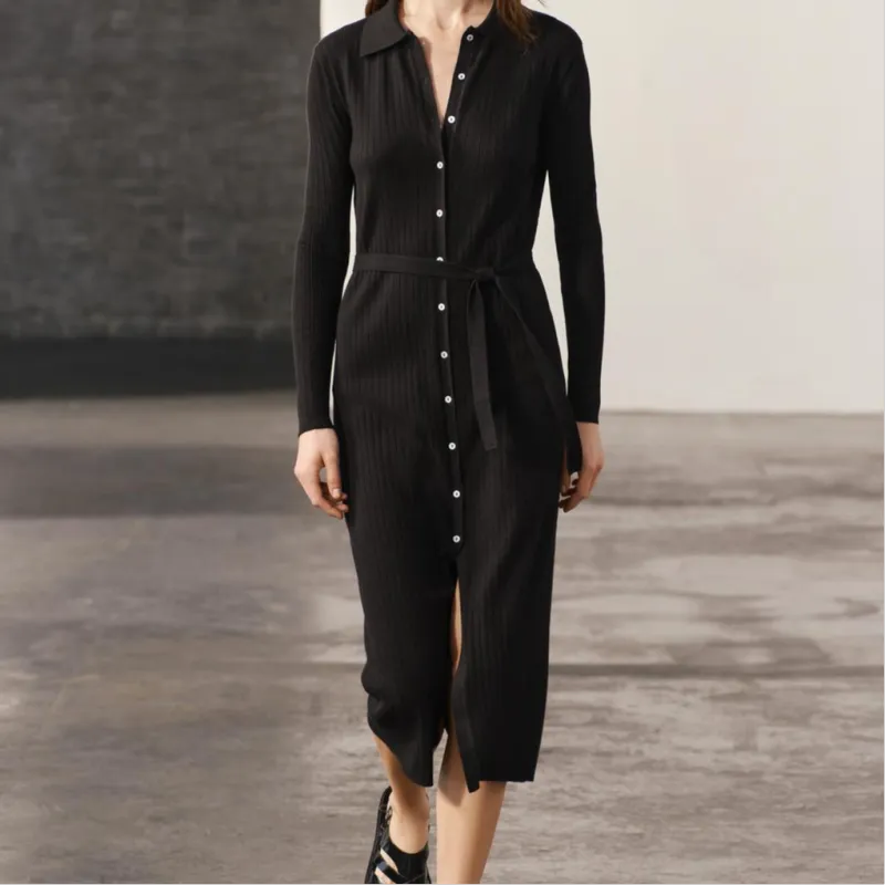 ZARA Long Sleeved Dress Women's Black-2