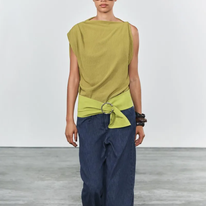 ZARA T Shirts Women's Green-2