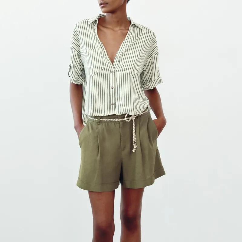 ZARA Casual Shorts Women's Khaki-2
