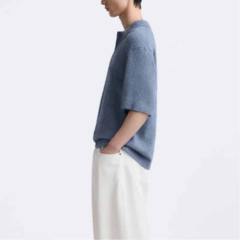 ZARA Polo Shirts Men Sky Blue-4