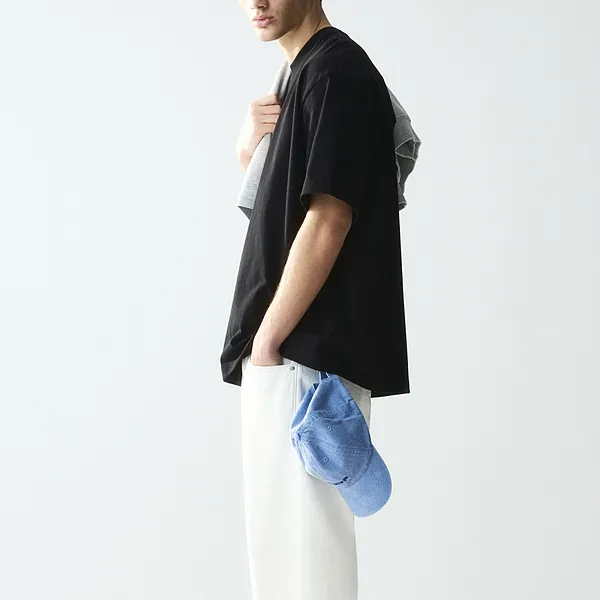 H&M Drop Shoulder Sleeve T-Shirt Men's Black/2Pac004-2