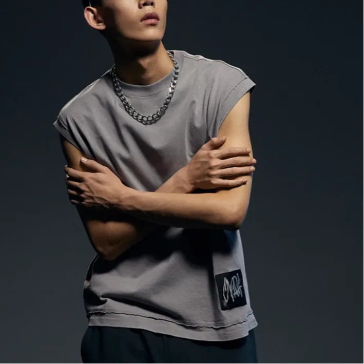 H&M Tank Tops Men Gray/Pause-1